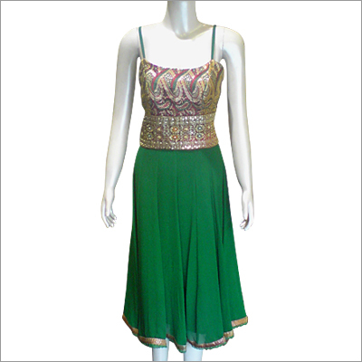 Green Georgette Singlet Dress