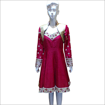 Red and Gold Short Dress with Jacket 