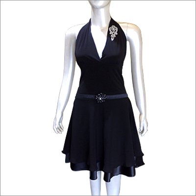 Black Lycra Halter Dress