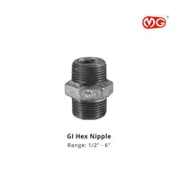 Gi Hex Nipple 3/4 Inch - Brass & Gi Construction, 3/4" Diameter, Threaded Male Connection, Hexagonal Shape, Zinc Coated, Galvanized Finish
