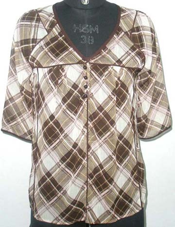 Printed chiffon check Blouse