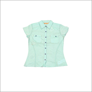 Ladies Wear - Cotton Shirt, S-XL, Light Green | Button Closure, Stylish Design, Comfortable Fit, Two Pockets