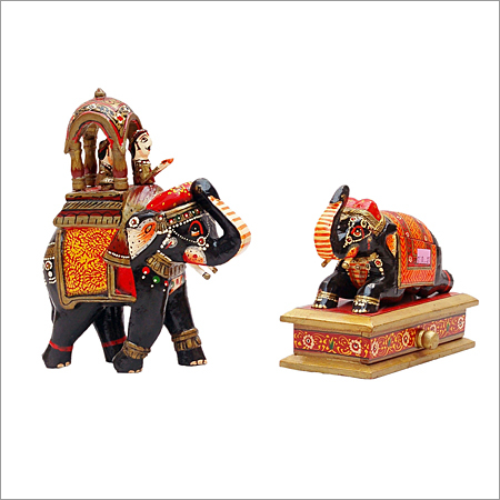 Wooden Elephant with Ambadi