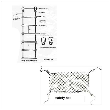 Safety Nets & Rope Ladder - Nylon with Aluminum Steps, 10x5 Meter, Grey | Lightweight, Durable, Easy to Fold & Store, Ideal for Maintenance Operations
