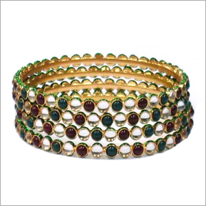 Bangles - Metal Alloy, 2.5-2.7 Inch Diameter, Gold | Elegant Design, Comfortable Fit, Artificial Stones, 4 Pieces