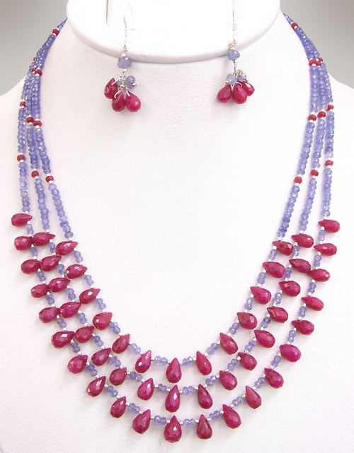 African Ruby Drops Necklace