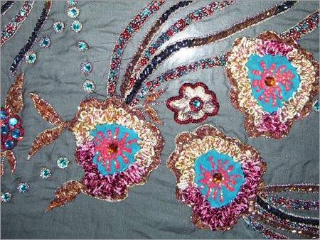 Hand Embroidered Silk Fabric