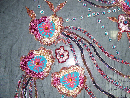 100% Silk Hand Embroidered Fabric
