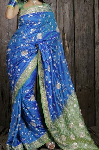 SIlk sarees with heavy handwork emb / beads