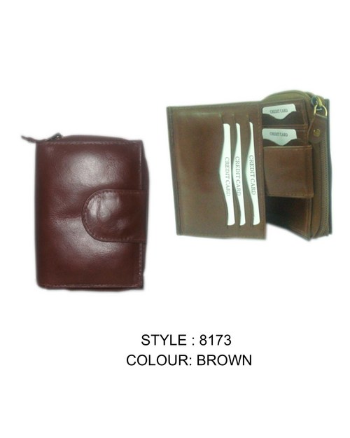 Ladies Leather Wallets - Cowhide Leather, 4x3 Inches, Dark Tan | 7 Credit Card Slots, 2 ID Windows, Zippered Coin Pocket