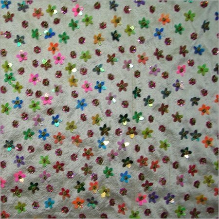 hand embroidery on Dupion silk fabric