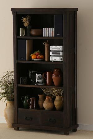 Dark Mango 2 Drawer Bookcase