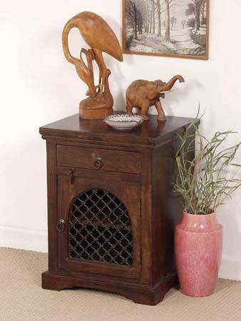 Dark Sheesham Hardwood Bedside Cabinet