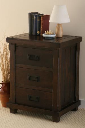 Dark Mango 3 Drawer Bedside Cabinet