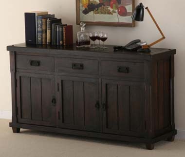 Dark Mango 3 Drawer 3 Door Sideboard