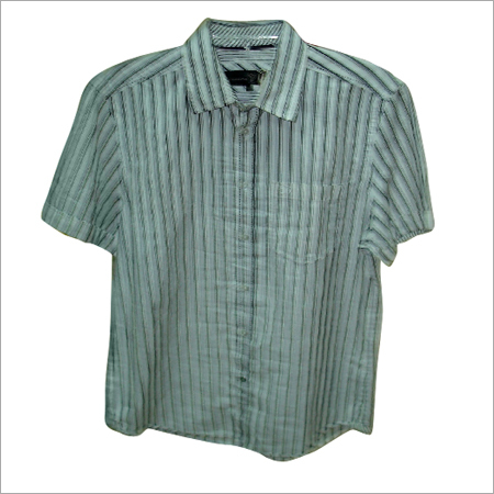 Men's T-Shirt - Cotton, Medium, Green | Collared, Soft Fabric, Stylish Striped Design, Comfortable Fit
