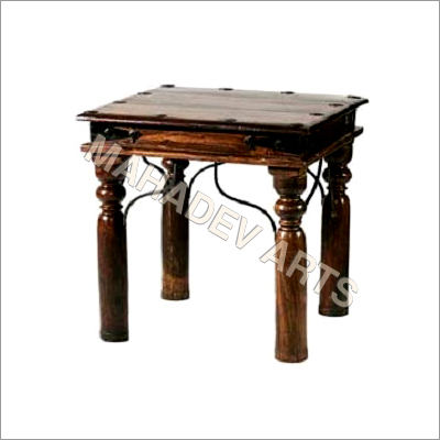 Wooden Stool with Iron Work