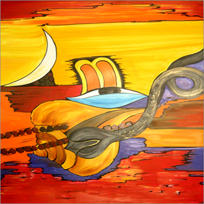 Painting Without Frame - Different Media on Paper, 21.75 x 9 Inches, Orange | Unique Artwork, Vibrant Colors, Expressive Abstract Style