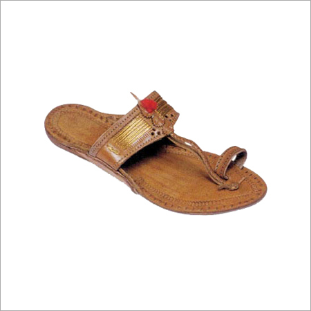 Embroidered Footwear - Leather, Variable Size, Brown | Comfortable Fit, Eye-Catching Hand-Stitched Embroidery, Elegant Kolhapuri Style