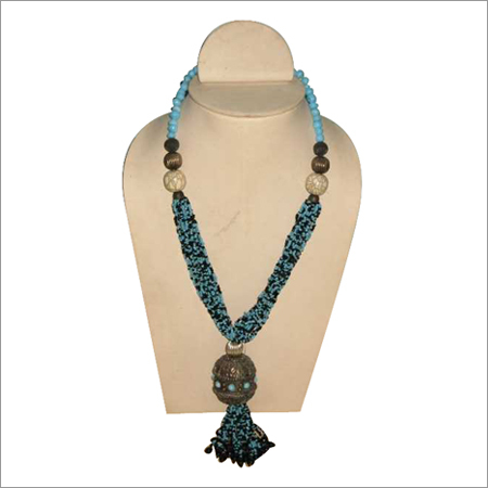 Glass Beaded Necklaces - Glass Beads, 18-20 Inches, Light Blue | Adjustable Clasp, Elegant Design, Customizable Finish