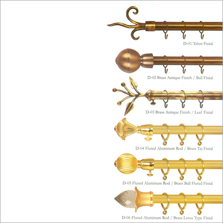 Brass and Antique Finish Curtain Rods (25mm)