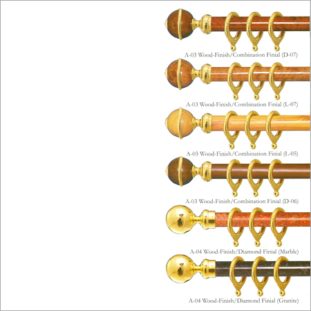Wood Finish Touch Curtain Rods (30 mm)