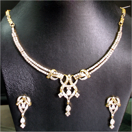 2 Line Full Diamond Necklace Set