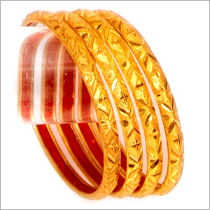 Yellow Gold Plated Bangles - 50-70 mm Diameter, 4 Pieces | Lustrous Polished Finish, Elegant Design, Durable Material