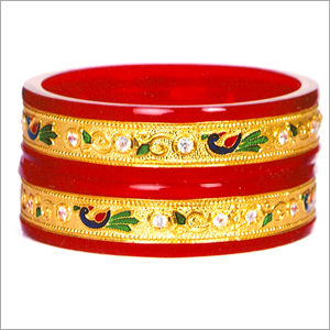 Bangle Set - Lacquer, 2.5 Inch Diameter, Red | Elegant Design, Fine Enamel, Traditional Meenakari Pair