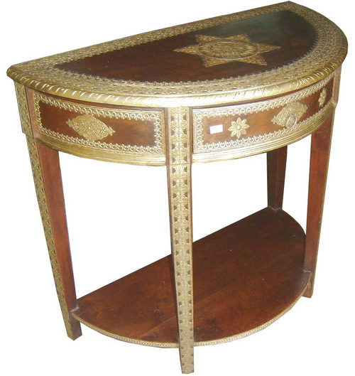 Wooden Console table with Metal decoration