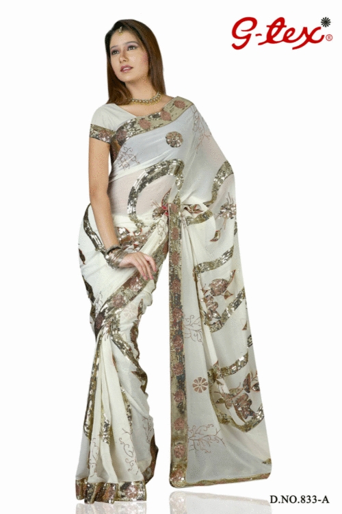 Sequence Embroideried Sarees Manufacturer/Exporter