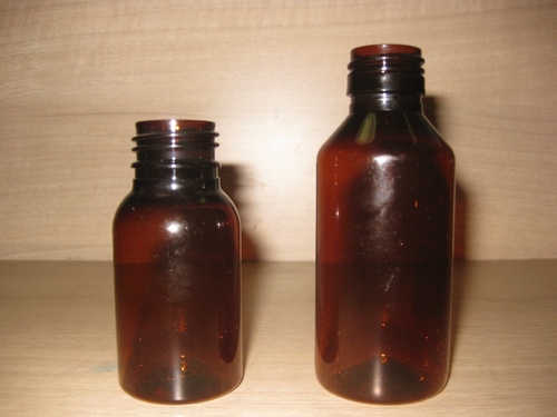 60 / 100 ml PET Pharma Bottles - Amber Color, Screw Cap Closure, Cylindrical, Leakproof Seal