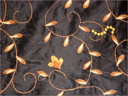 Computer Embroidery On Dupion Silk Fabric