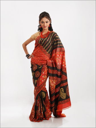 Kantha Block Ari Work in Bangalore Silk Sarees