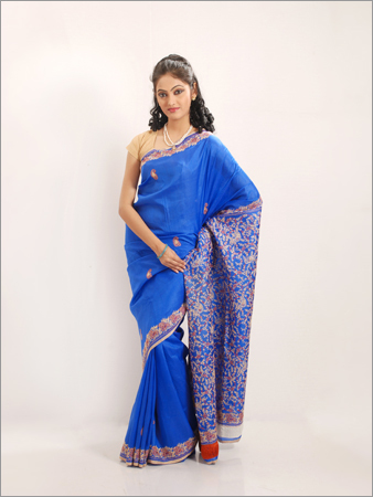 Ari Kashmiri Work in Bangalore Silk Saree