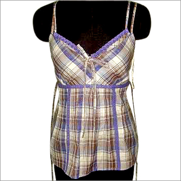 Spagetti Top in Check with Lace