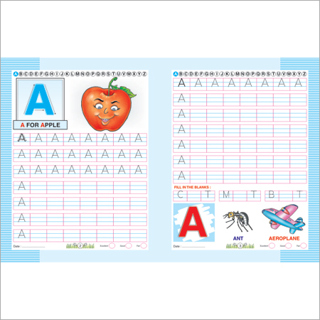 English Writing Books - Paperback, 8.5x11 Inches, Light Blue | Improved Writing, Alphabet Practice, Color Illustrations