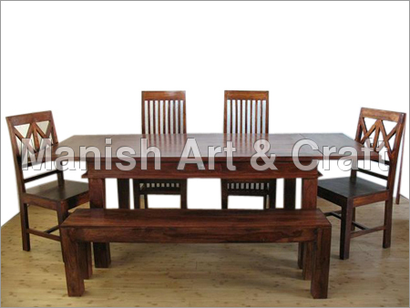 Wooden Dining Table with Bench