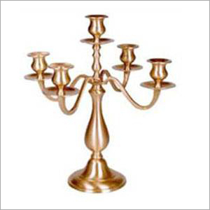 Candle Holder - Copper & Polished Aluminum, 12 Inches, Antique Finish | Five Arms, Elegant Durable Design