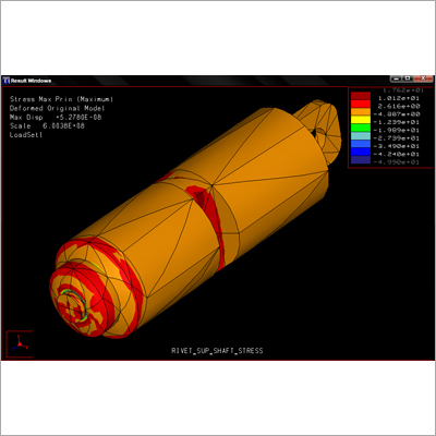 Rivet Support Shaft Stress Pattern FEA