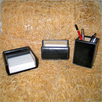 Leather Business Card and Pen Pencil Holder