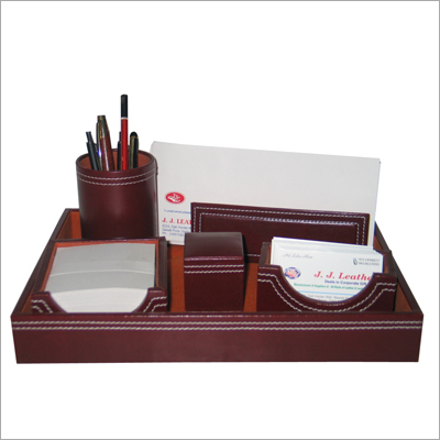 Leather Pen Holder with Visiting Card Stand