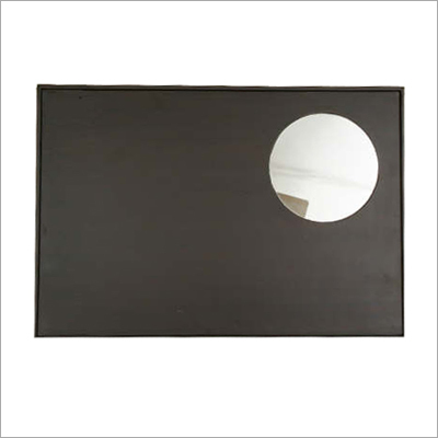 Mirror Tray - Hand-Carved Wooden Mirror Serving Tray | Elegant Design, Durable Wood, Rectangular Shape, Circular Mirror Accent