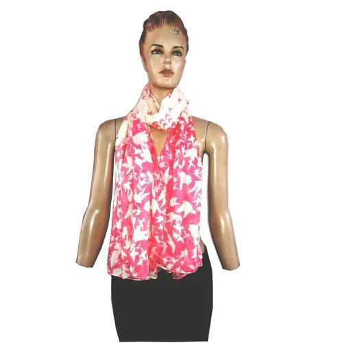 100% Viscose Printed Scarves - Color: Pink