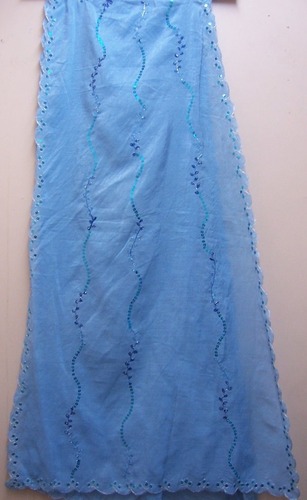 Sky Blue Embroidery Cotton Shawls