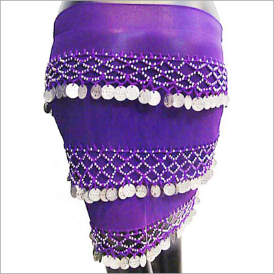 Belly Dance Scarves - Silk, Multiple Layers, Purple, Lightweight | Versatile, Elegant, Comfortable, Stylish with Coins Embellishments