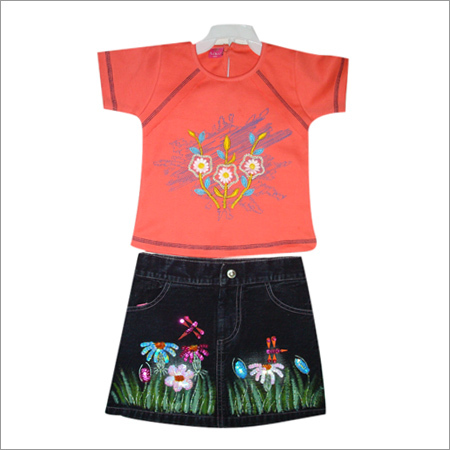 Girls Top & Embroidered Skirts