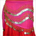 Designer Hip Scarves - Georgette, Pink, Metal Coins | Elegant Design, Comfortable Fit, Durable Material