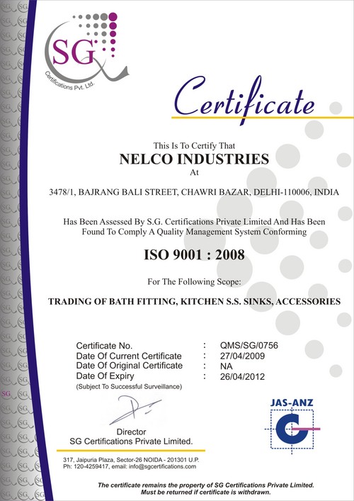 ISO 9001:2008 CERTIFICATE