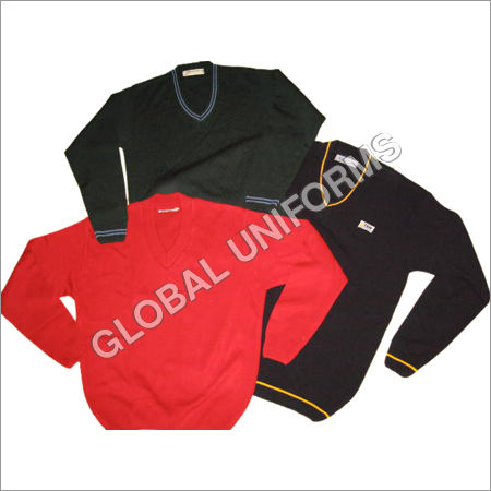 School V Neck Sweater - Color: Black And Red